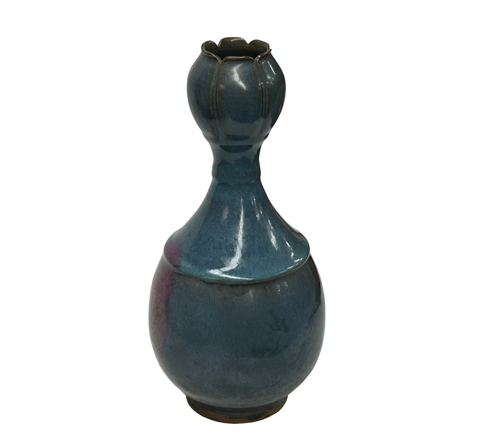 Jarrón artístico de porcelana con forma de cabeza de ajo flor azul profundo oriental ws4649 Foto 3 de 4