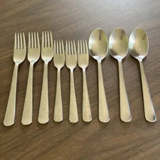 Lot Of 9 IKEA Dragon 221 85 Stainless Dinner  Salad Forks Spoons Glossy Tips Up