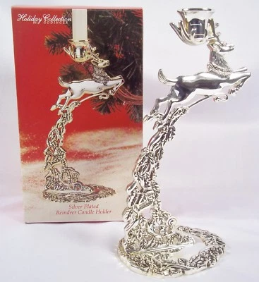 Silver Plated Reindeer Candle Holder Holiday Collection by Godinger