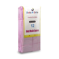 Muslin Squares Large Baby Wash Cloths, Bibs, Burp Cloth, 100%Cotton, 12 x Pink.