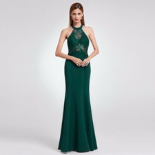 Green Lace Satin Mermaid Bridesmaid Prom Party Dress Evening Celebrity 2019 Gown