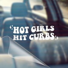 Hot Girls Hit Curbs Cute Retro - Funny Car Vinyl Decal Bumper Sticker For Car
