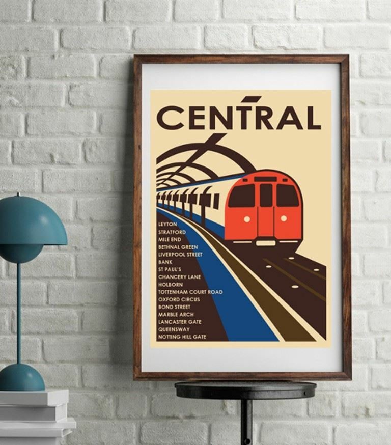 London Underground　ポスター Central Line (central) London Underground Tube vintage train