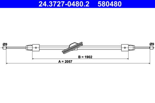 24.3727-0480.2 ATE CABLE, PARKING BRAKE FRONT FOR MERCEDES-BENZ - Afbeelding 1 van 6