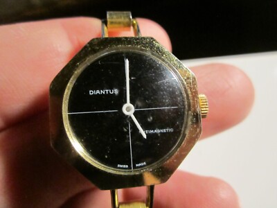 DIANTUS WATCH LADIES' BLACK FACE WIND UP -NOT WORKING - 7 1/2'' WRIST - BBA32B
