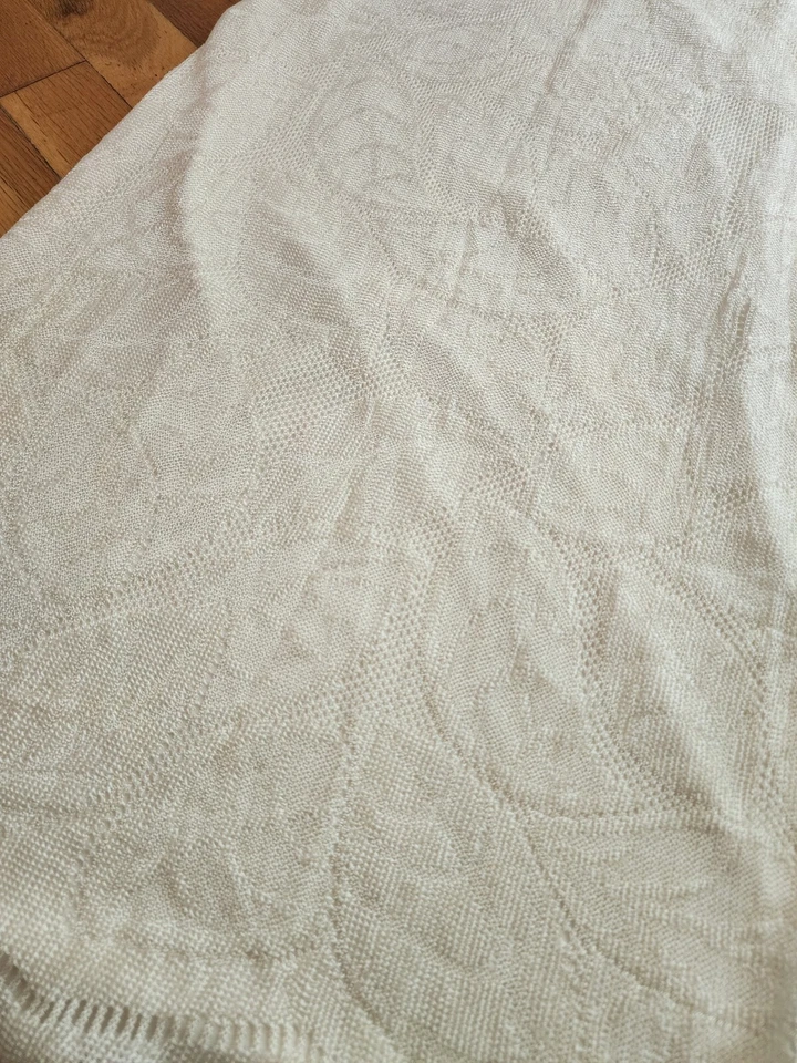 Vestido De Colección Moda Bug Flecos Crema Patrón Hoja Encaje Aleta Talla 10 Foto 3 de 4