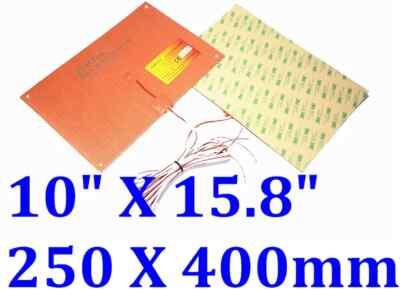 Black Widow 3D Printer HeatBed Silicone Heater 10'' X 15.8'' 250 X400mm 800W JSRGO