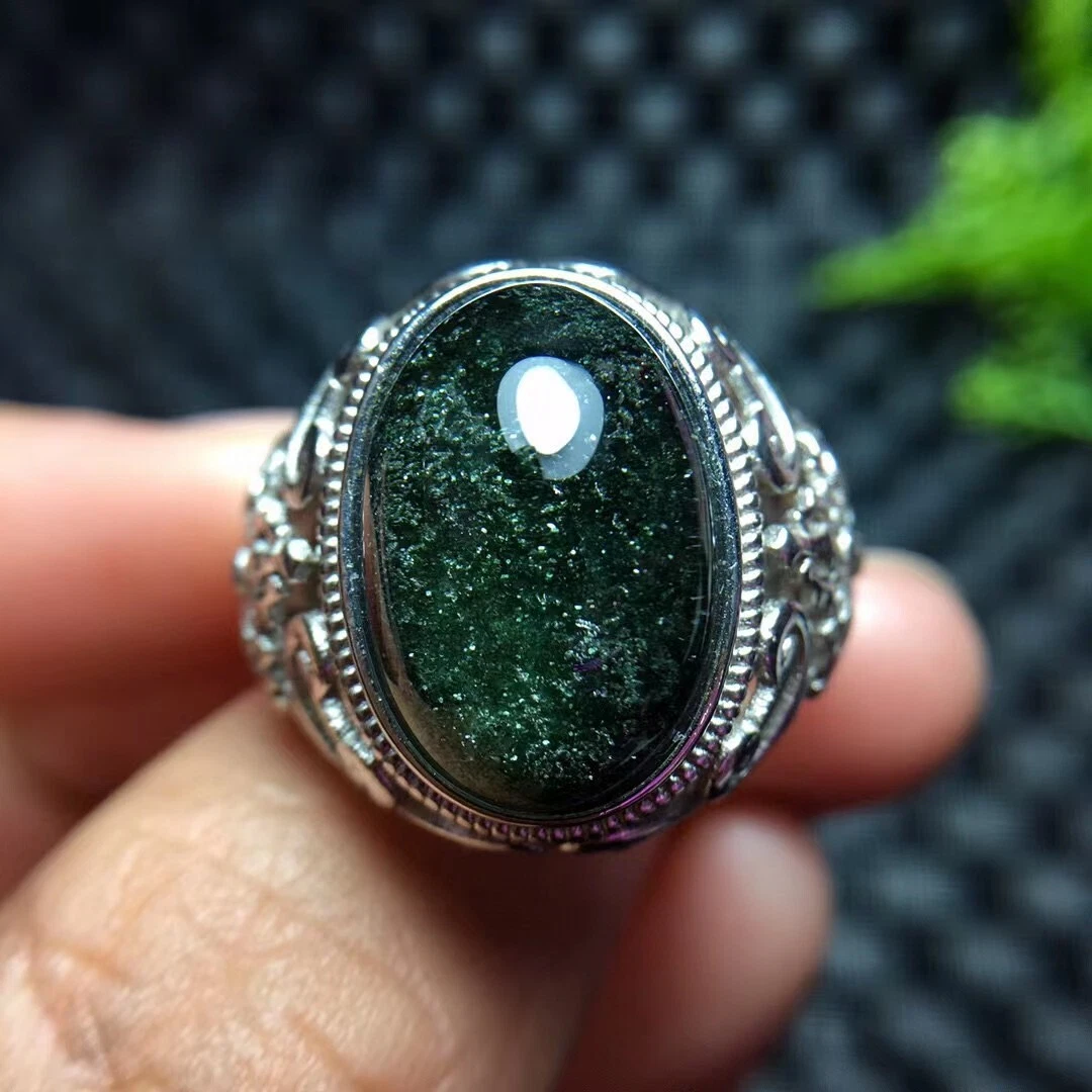 16.4 11mm Natural Clear Green Phantom Quartz Crystal Quartz Ring