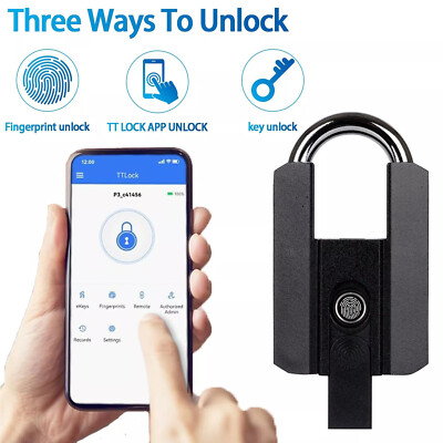 Waterproof Smart Bluetooth Fingerprint Padlock Heavy Duty Locker Lock with Keys