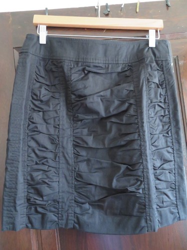 BRAND NEW WOMAN Ruched Stretch Cotton Skirt Black UnLined Zip Skirt Size 10 XCVI - 第 1/4 張圖片