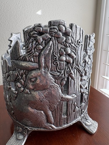 Vintage Carson Bunny Pewter Candle Jar Holder Silver Tone Metal Rabbit ...