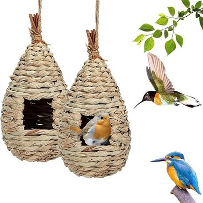 Vogelnest Gras, 2 Stück Gras Bird Nest, Vogelhäus, Handgewebte Vogelhäuser, Vo