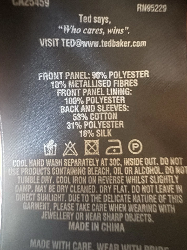 Ted Baker London 4 Large Navy Floral Butterfly Metallic Front Long Sleeve Top - Image 3 of 4