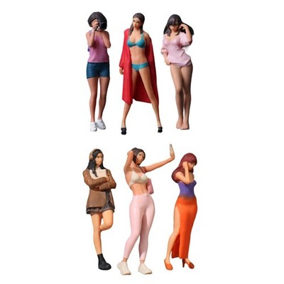 3-teiliges Set handbemalter Mädchenfiguren im Maßstab 1:64 für