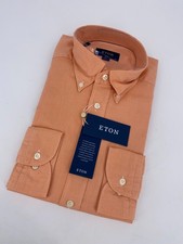 Eton Dress Shirt Mens M 15 1/2 - 39 Orange Oxford Slim Fit Long Sleeve Business