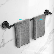 Adjustable Suction Cup Towel Bar 14.6-24 Inch Stainless Steel Matte Black