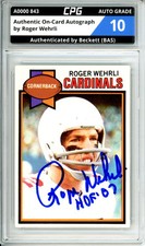 Authentic On-Card Autograph Signed by Roger Wehrli CPG Auto Grade 10