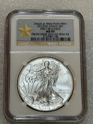 2013 (W) SILVER EAGLE  NGC MS 69 FIRST RELEASES ~ MINTED @ WEST POINT MINT (148)