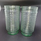Vintage Anchor Hocking AG1-1 Ribbed Green Tumbler Glasses - Retro 70s Kitc