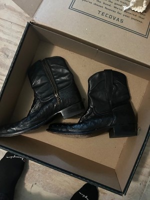 black ostrich quarter zip tecovas mens boots 10.5