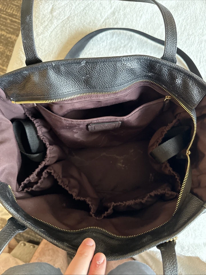 Coach Black Leather Diaper Bag  Multifunction Travel Tote Unisex - Image 3 of 4