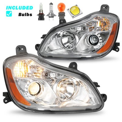 For Kenworth T680 2013-2021 Pair Driver&Passenger Headlight Halogen With Bulbs