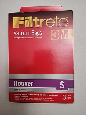 Filtrete 3M Vacuum Bags Hoover S Micro Allergen 3 Bags 64705A.