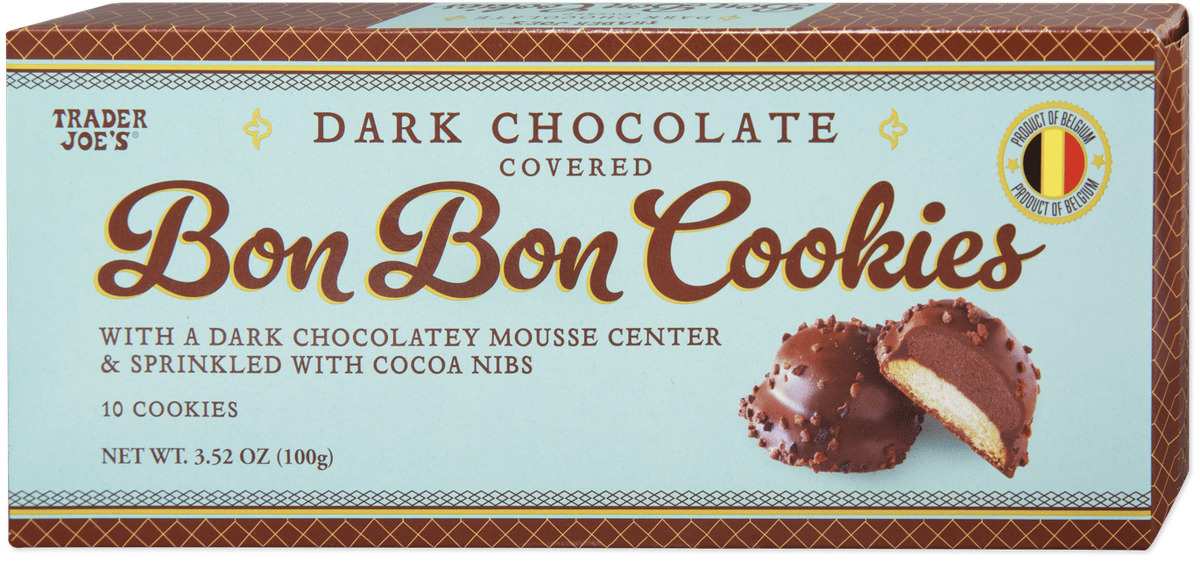 Trader Joe's Dark Chocolate Covered Bon Bon Cookies 3.52 Oz - Pack