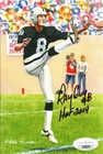 Ray Guy Oakland Raiders Signed Goal Line Art GLA w/HOF 2014 inscription JSA COA