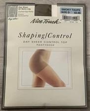 Vtg Nice Touch Shaping Control Pantyhose Sz D Smoky Taupe All Nylon USA Sears