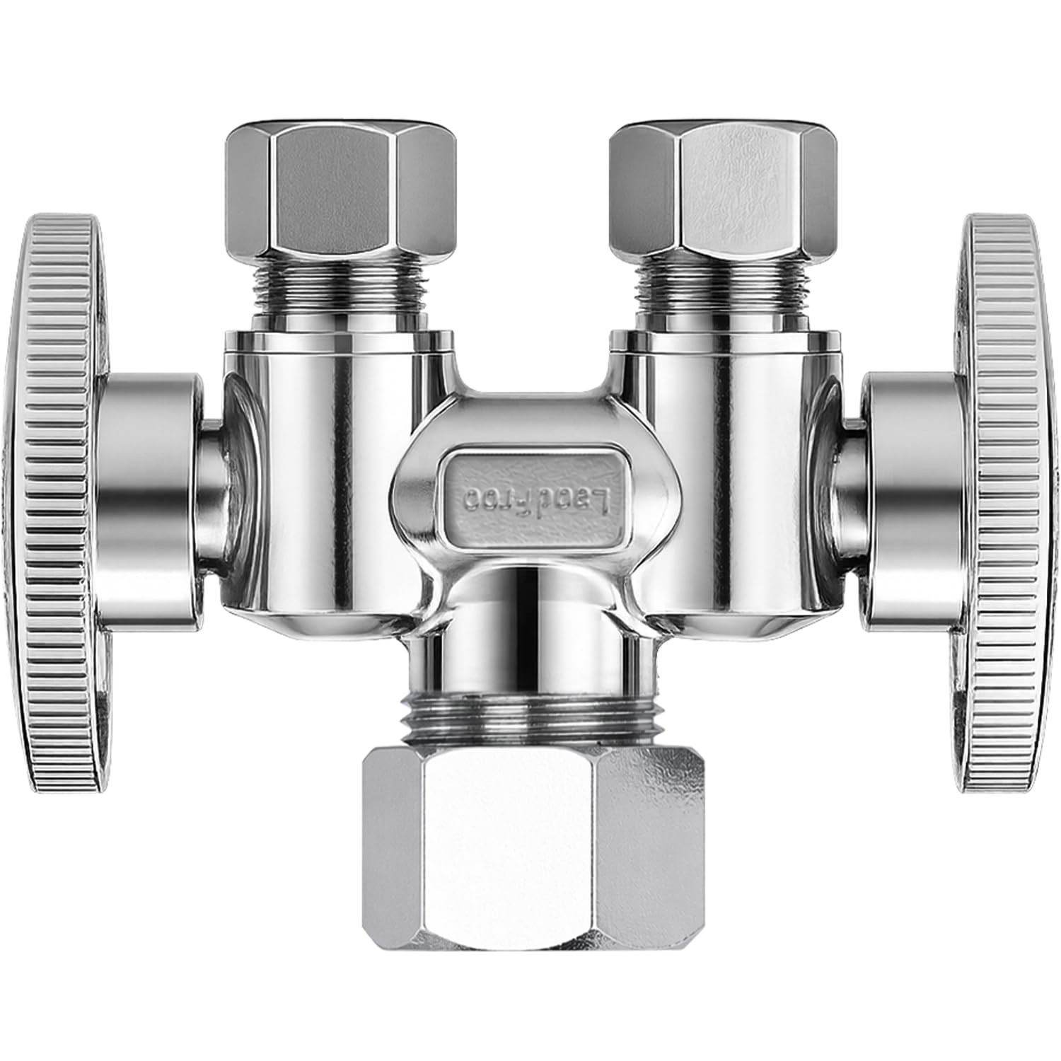1/2 Inch NOM 5/8 OD x 3/8 OD x 3/8 OD Dual Shut Off Valve Plumbing Supply