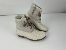 Sperry Top Sider Duck Boots Youth 1M Girls Saltwater Quilted Mid Lace Up