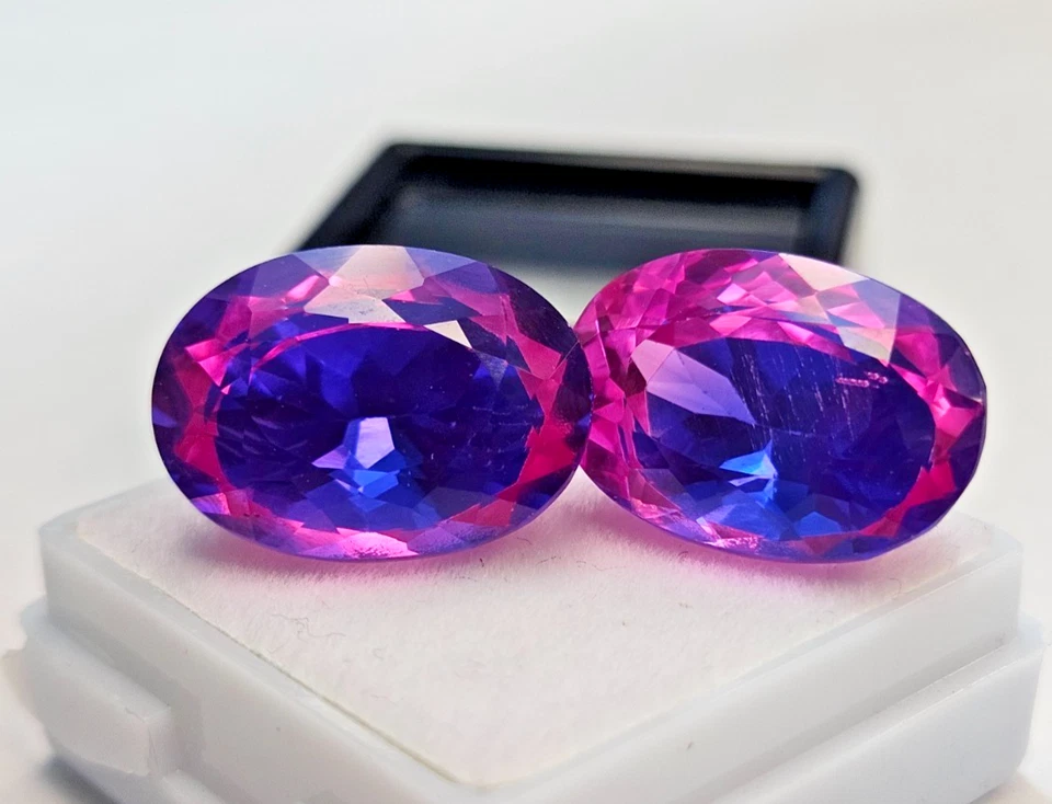 Pitambari Zafiro Corte Ovalado 30+ Ct Par Natural Para Hacer Pendientes Piedras Preciosas Foto 2 de 4