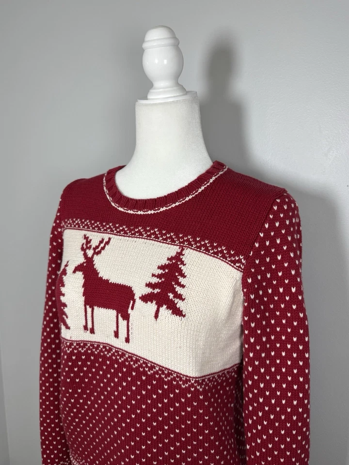 Vintage Style Bass Christmas Sweater Women’s Small Red Fair Isle Nordic Holiday - Image 2 of 4