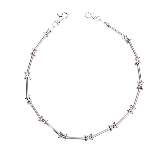 29" Heavy Metal Barbed Wire Silver Wallet Chain Punk Pants Chain Hip Hop Jewe QU - Imagen 11 de 12