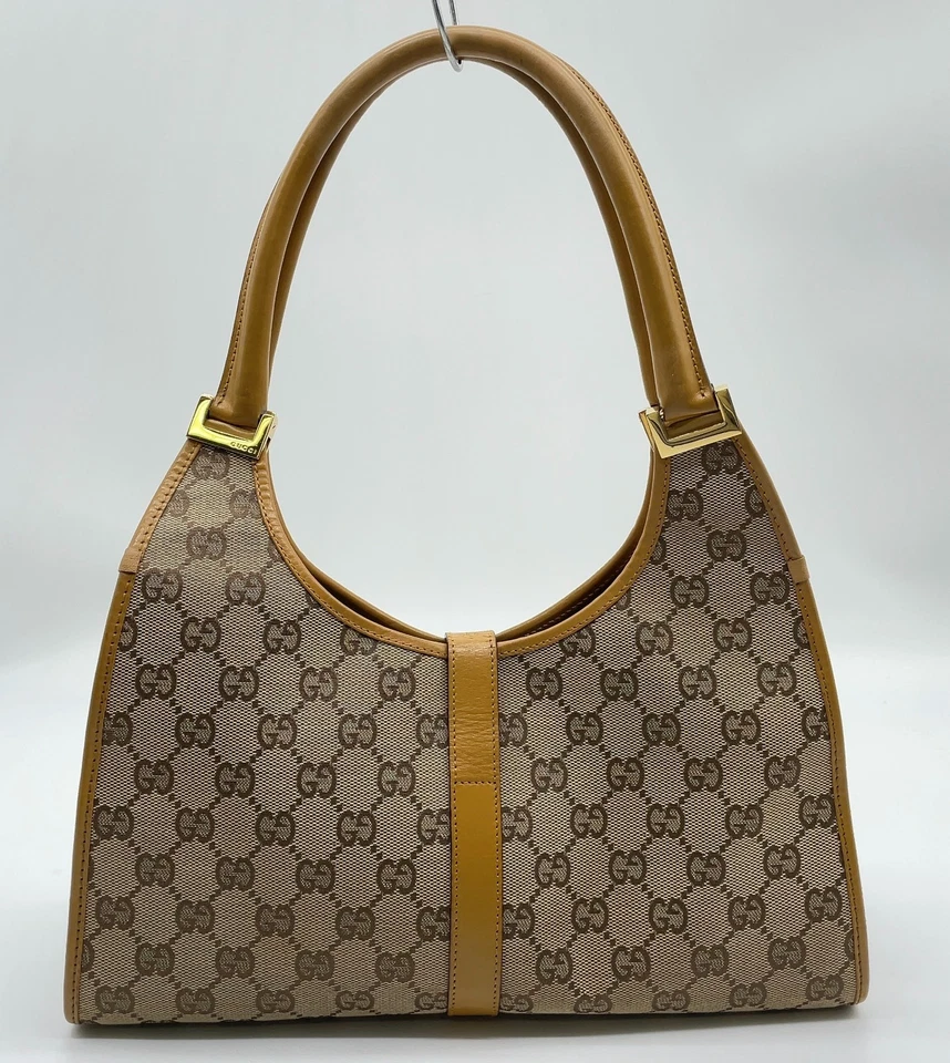 Подлинный GUCCI Jackie GG холст кожаный бежевый 002-1067 наплечная сумка W/D NS120095 - Изображение 4 из 4