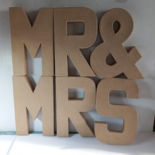 Mr & Mrs 3D Card Mache Letter Blanks 21cm Tall Wedding Decor Craft Rustic DIY