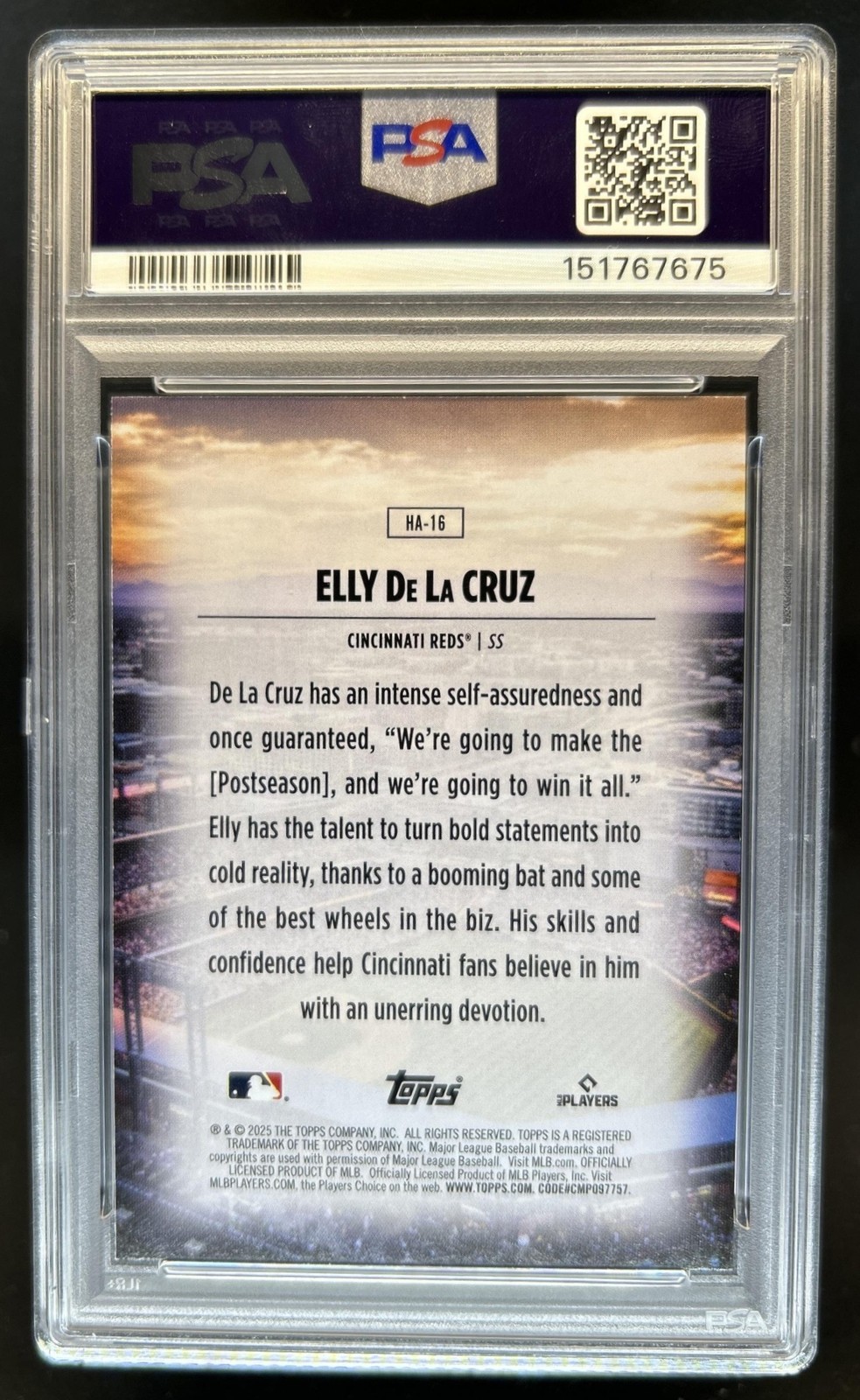 2025 Topps Elly De La Cruz Homefield Advantage #HA-16 Reds PSA 9 view 2