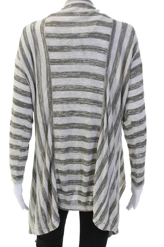 Cárdigan gris a rayas manga larga Max Studio para mujer talla M Foto 3 de 4