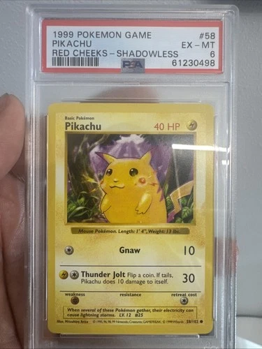 Pikachu (Red Cheeks) 058/102 Base Set (Shadowless) Regular - 1999 #58 PSA 6