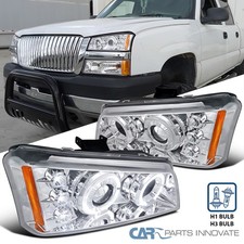 Fits 2003-2007 Chevy Silverado Avalanche Led Halo Projector Headlights Lamps Lr