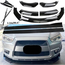 Front Bumper Lip Spoiler Side Skirts Rear Glossy Black For Mitsubishi ASX 13-15