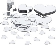 100pcs Heart Shaped Mirrors 4 Sizes Adhesive Craft Mirror Tiles Love Heart