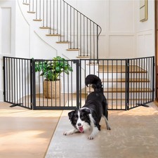 Extra Wide Dog Gate,Free Standing Dog Fence with Door, Up to 104 Inch Wide Pe...