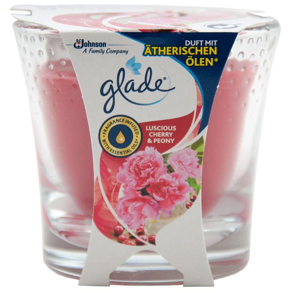 glade LUSCIOUS CHERRY & PEONY Duftkerze 1 x 129g mit ätherischen Ölen - Bild 1 von 1