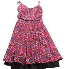 B. Darlin Womens Sleeveless Dress Sz 7/8 Pink Paisley Tie Waste Layered Bottom