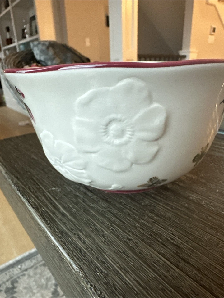 Cuenco de cereales Anthropologie Nathalie Lete Titania Heritage Heart Love Birds 3D Foto 3 de 4