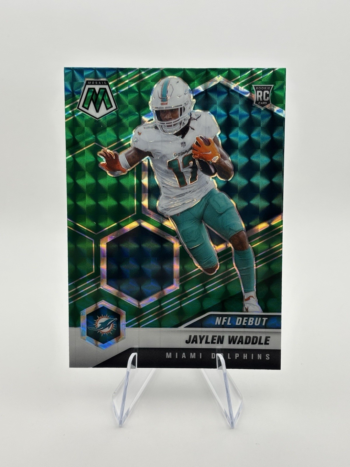 2021 Panini Mosaic - NFL Debut Jaylen Waddle #248 Green Mosaic Prizm (RC)