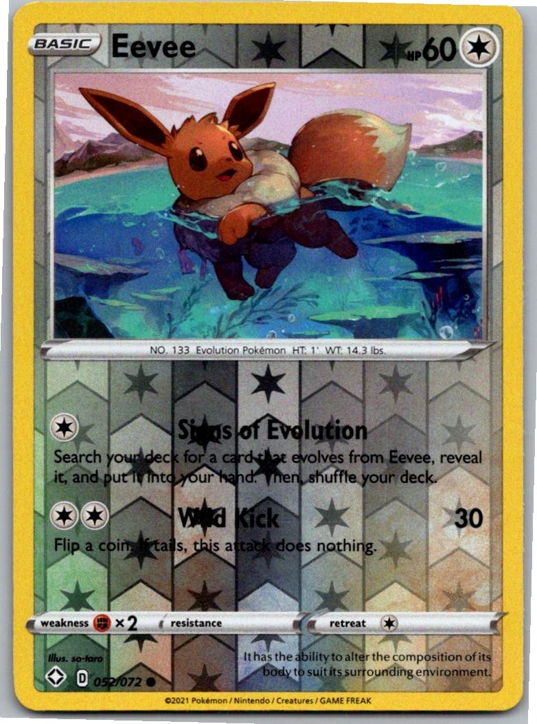 Eevee Common Shining Fates 052/072 NM Reverse Holo