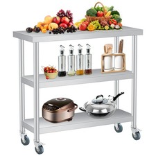 201 Stainless Steel 3Tier Utility Side Table 920 LBS Capacity for Patio Kitchen